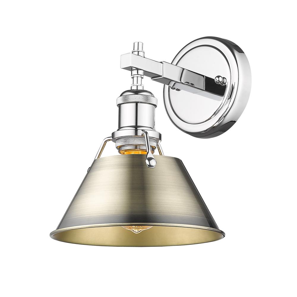 Orwell 1-Light Bath Vanity in Chrome with Aged Brass