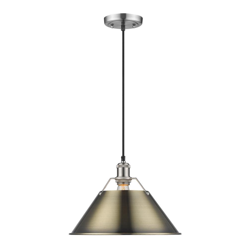 Orwell 14" Wide Large Pendant in Pewter with Aged Brass