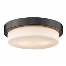 Golden 1270-13 BLK - Multi-Family 13" Flush Mount in Matte Black with Opal Glass