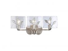 Golden 3160-BA3 PS-HWG - Calla 3-Light Vanity Light in Peruvian Silver with Hammered Water Glass