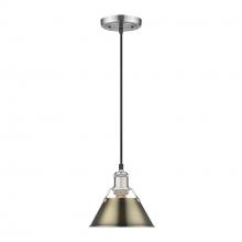 Golden 3306-S PW-AB - Orwell PW Small Pendant - 7" in Pewter with Aged Brass shade