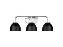 Golden 6956-BA3 CH-BLK - Zoey 3-Light Vanity Light in Chrome with Matte Black