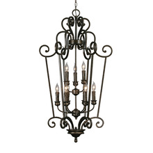 Golden 8063-CG9 BUS - Heartwood 2 Tier - 9 Light Caged Foyer in Burnt Sienna with Drip Candlesticks