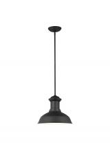 Generation Lighting 6247701-12 - Fredricksburg traditional 1-light outdoor exterior Dark Sky compliant ceiling hanging pendant in bla