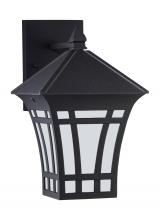 Generation Lighting 89132-12 - Herrington transitional 1-light outdoor exterior medium wall lantern sconce in black finish with etc