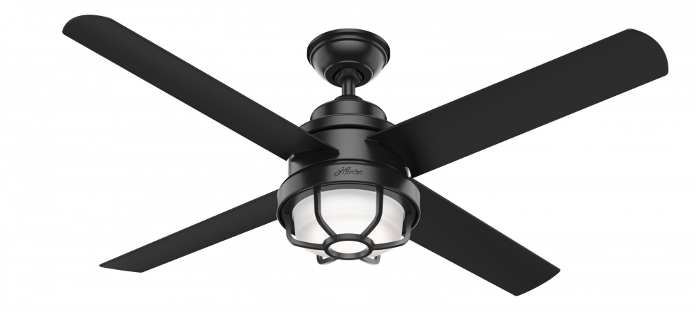 Hunter 54 inch Searow Matte Black WeatherMax Indoor / Outdoor Ceiling Fan with LED Light Kit