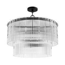 Hunter 13143 - Hunter Ontario Matte Black with Clear Glass 6 Light Pendant Ceiling Light Fixture