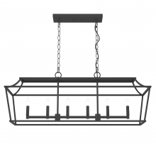 Hunter 19077 - Hunter Laurel Ridge Natural Black Iron 6 Light Chandelier Ceiling Light Fixture