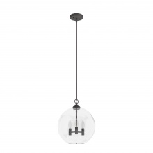 Hunter 19556 - Hunter High Oaks Noble Bronze with Clear Seeded Glass 3 Light Pendant Ceiling Light Fixture