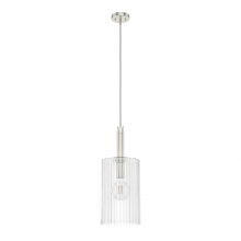 Hunter 19790 - Hunter Gatz Brushed Nickel with Clear Fluted Glass 1 Light Pendant Ceiling Light Fixture