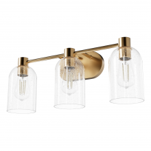 Hunter 45229 - Hunter Lochemeade Alturas Gold with Clear Seeded Glass 3 Light Bathroom Vanity Wall Light Fixture