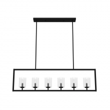 Hunter 19548 - Hunter Kerrison Natural Black Iron with Seeded Glass 6 Light Chandelier Ceiling Light Fixture