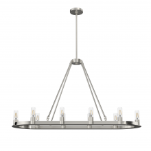 Hunter 19028 - Hunter Saddlewood Brushed Nickel 10 Light Chandelier Ceiling Light Fixture