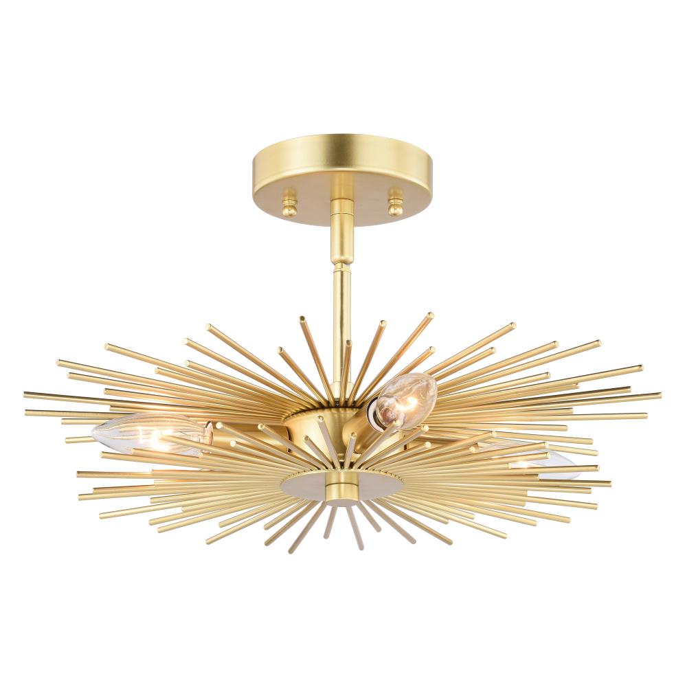 Nikko 16-in Semi Flush Ceiling Light Gold