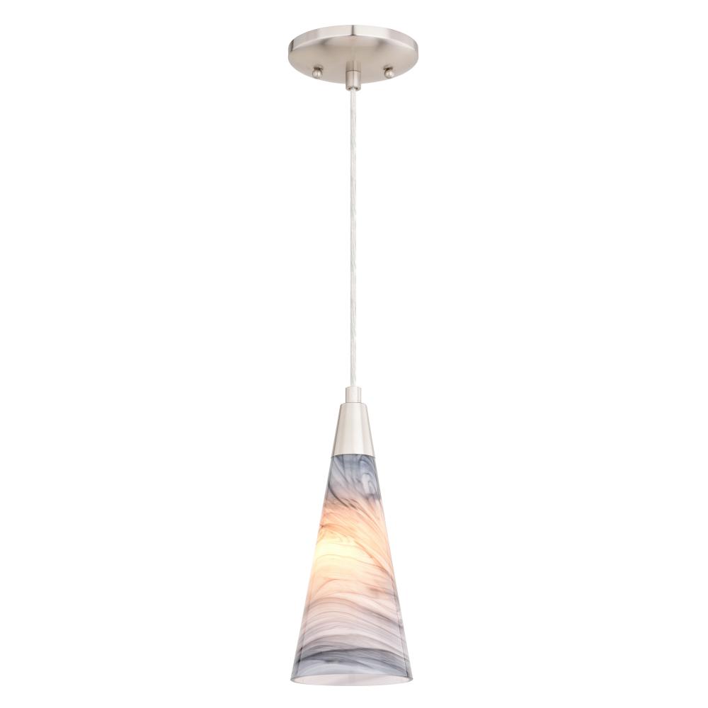 Milano 4.25-in. Mini Pendant Marble Swirl Satin Nickel