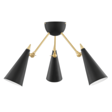 Mitzi by Hudson Valley Lighting H441603-AGB/BK - Moxie 3lt Semi-Flush- Aged Brass/Black