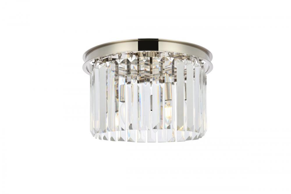 Sydney 3 light polished nickel Flush Mount Clear Royal Cut Crystal