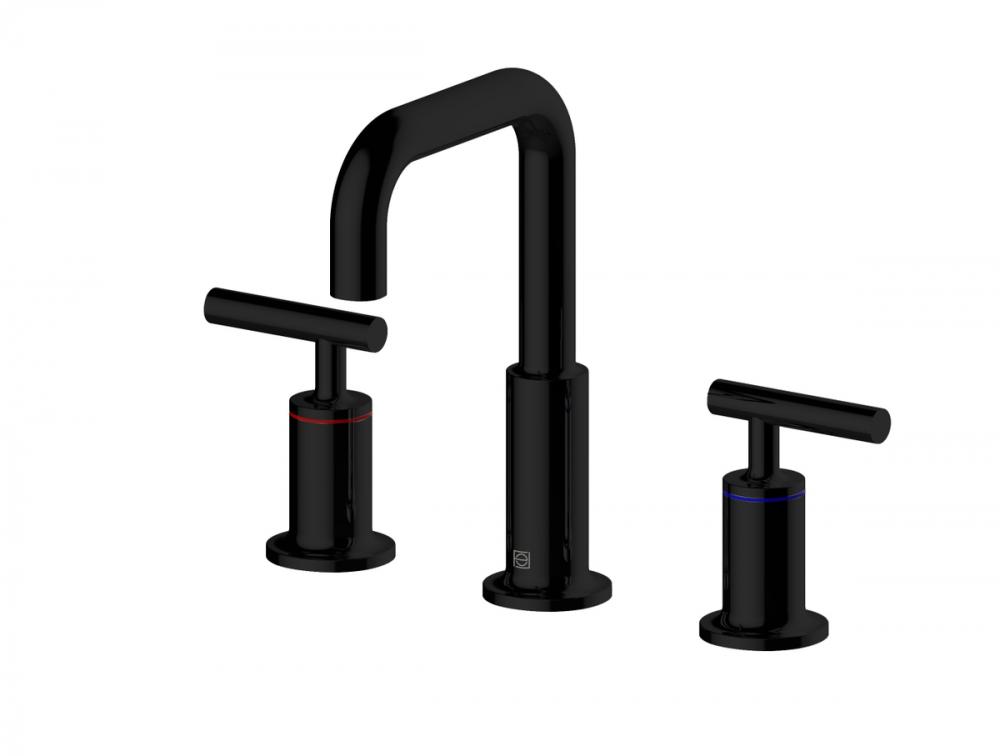 Tobias 8 inch Widespread Double Handle Bathroom Faucet in Matte Black