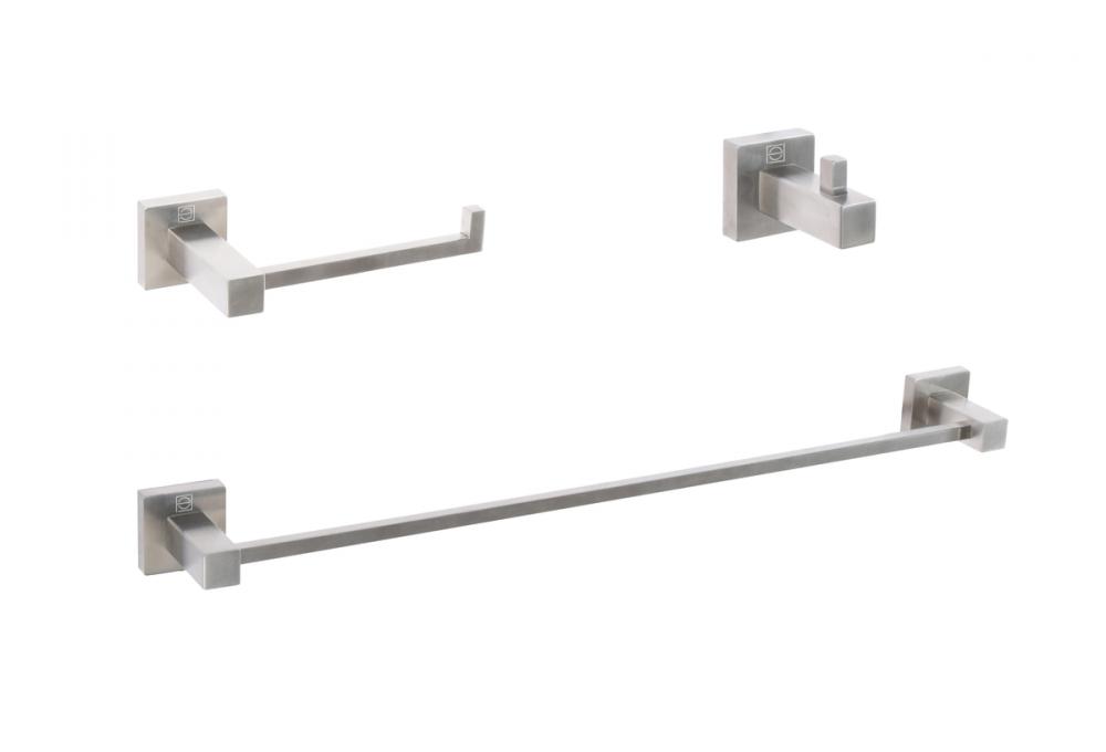 Isla 3-Piece Bathroom Hardware Set in Brushed Nickel