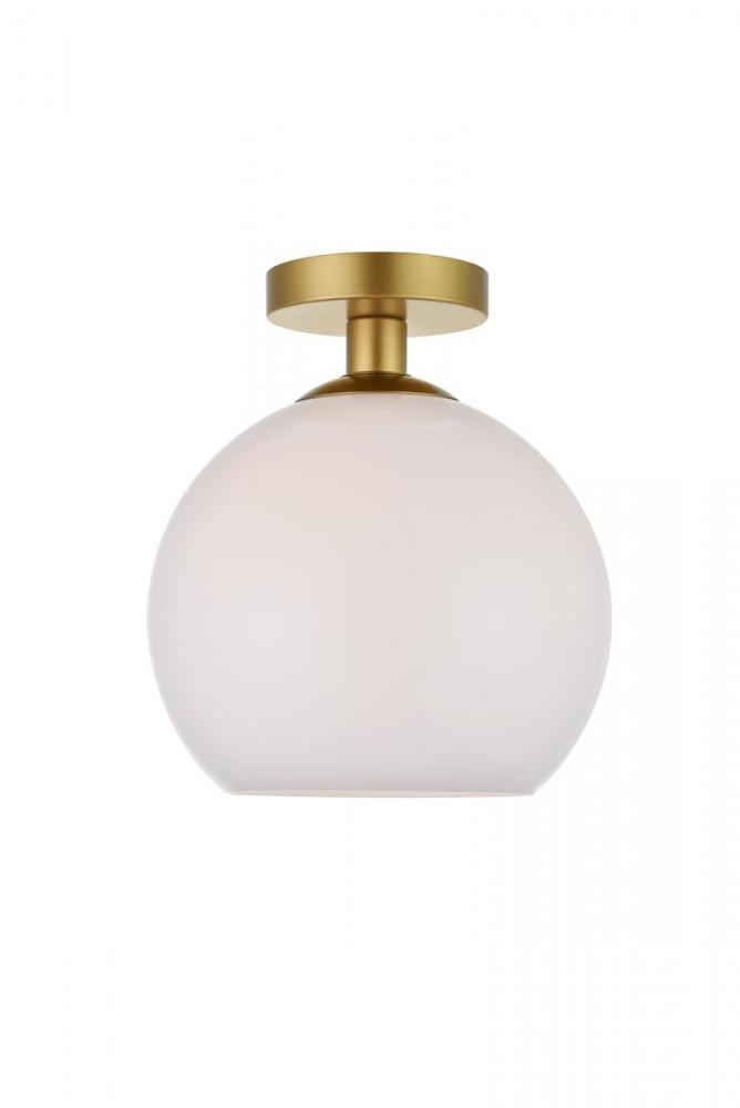 Baxter 1 Light Brass Flush Mount With Frosted White Glass