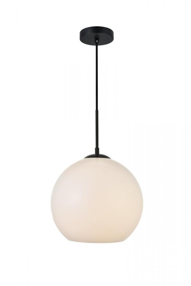 Baxter 1 Light Black Pendant With Frosted White Glass