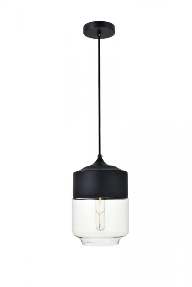 Ashwell 1 Light Black Pendant With Clear Glass