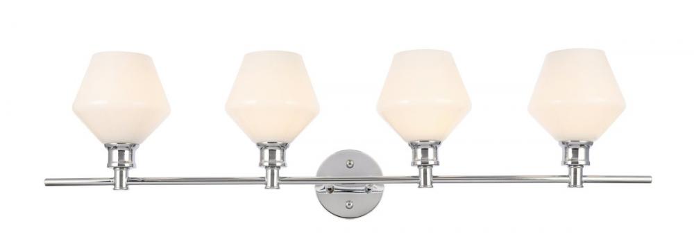 Gene 4 light Chrome and Frosted white glass Wall sconce