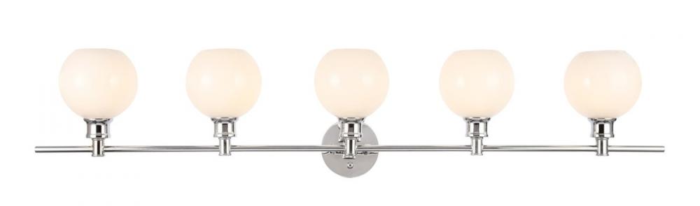 Collier 5 light Chrome and Frosted white glass Wall sconce