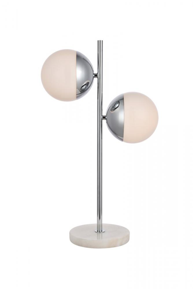 Eclipse 2 Lights Chrome Table Lamp With Frosted White Glass