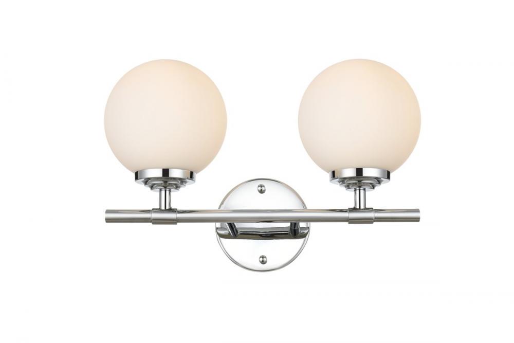 Ansley 2 light Chrome and frosted white Bath Sconce