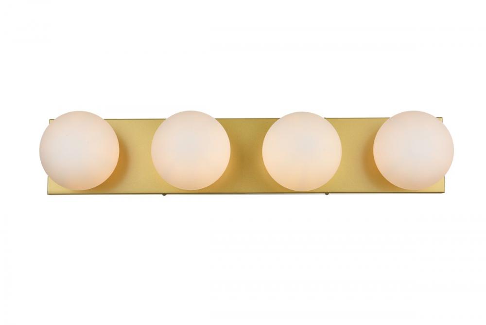 Jaylin 4 light Brass and frosted white Bath Sconce