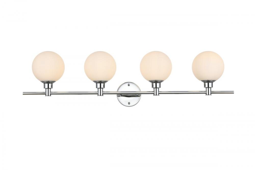 Cordelia 4 light Chrome and frosted white Bath Sconce