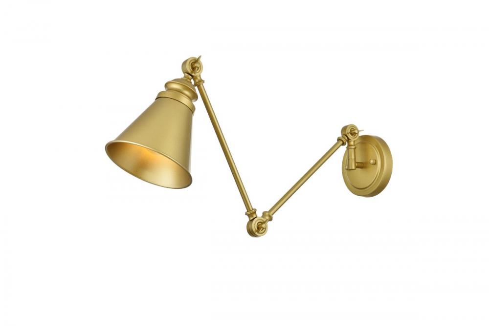 Ledger 1 light Brass swing arm wall sconce