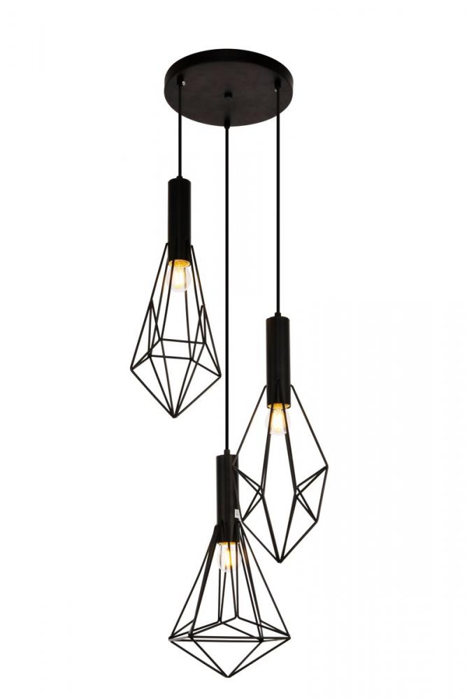 Jago Collection Pendant D16.0 H30.4 Lt:3 Black Finish