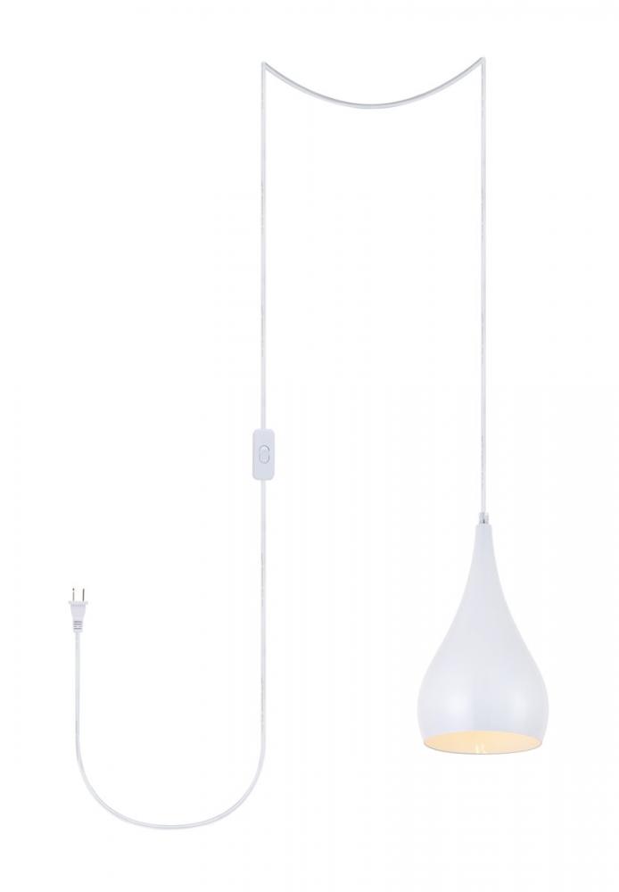 Nora 1 Light white plug-in pendant