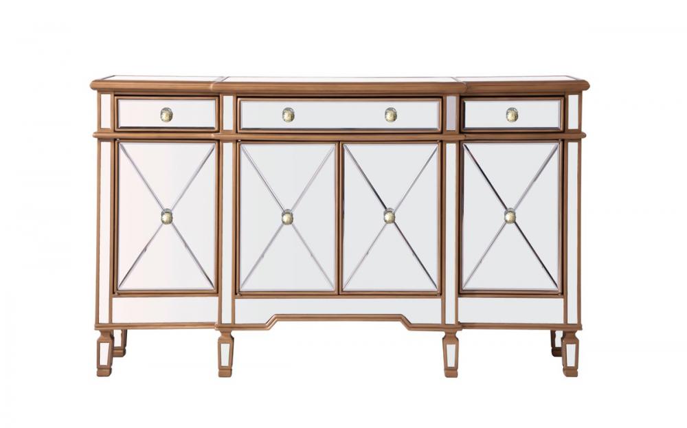 3 Drawer 4 Door Cabinet 60 in. x 14 in. x 36 in. in Gold Clear