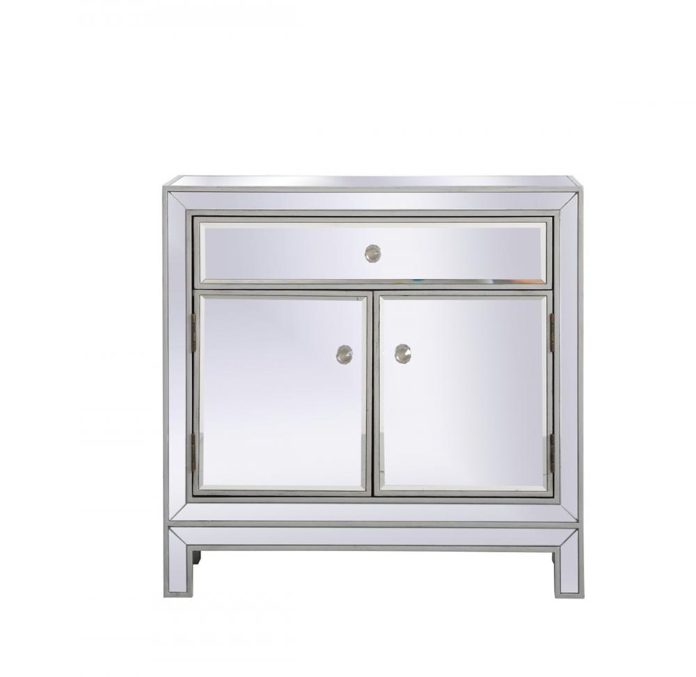 29 in. mirrored cabinet in antique silver