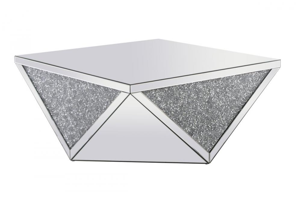 38 inch Square Crystal Coffee Table Silver Royal Cut Crystal