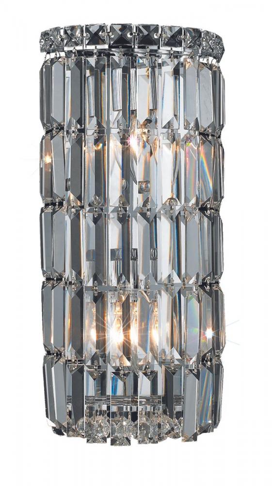 Maxime 2 Light Chrome Wall Sconce Clear Royal Cut Crystal