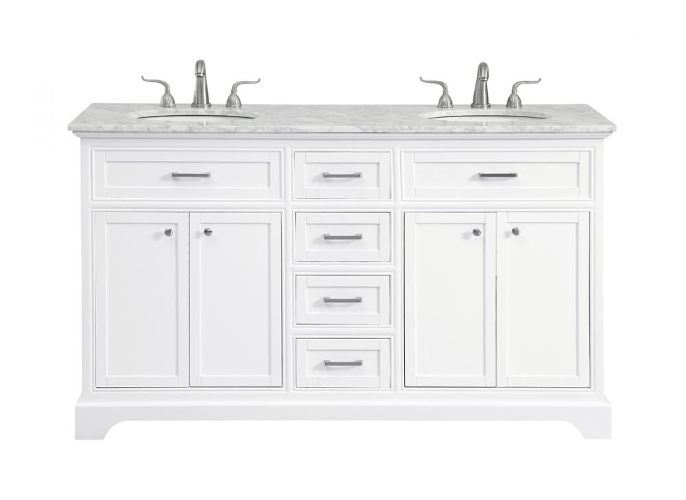 60 In. Double Bathroom Vanity Set In White