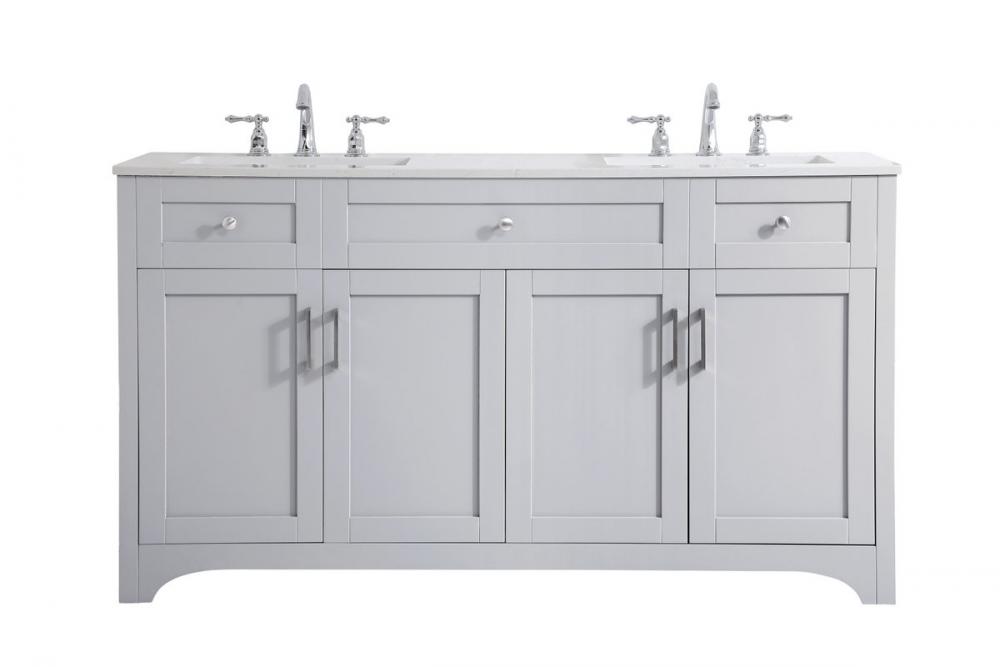 60 inch Double Bathroom Vanity in Grey