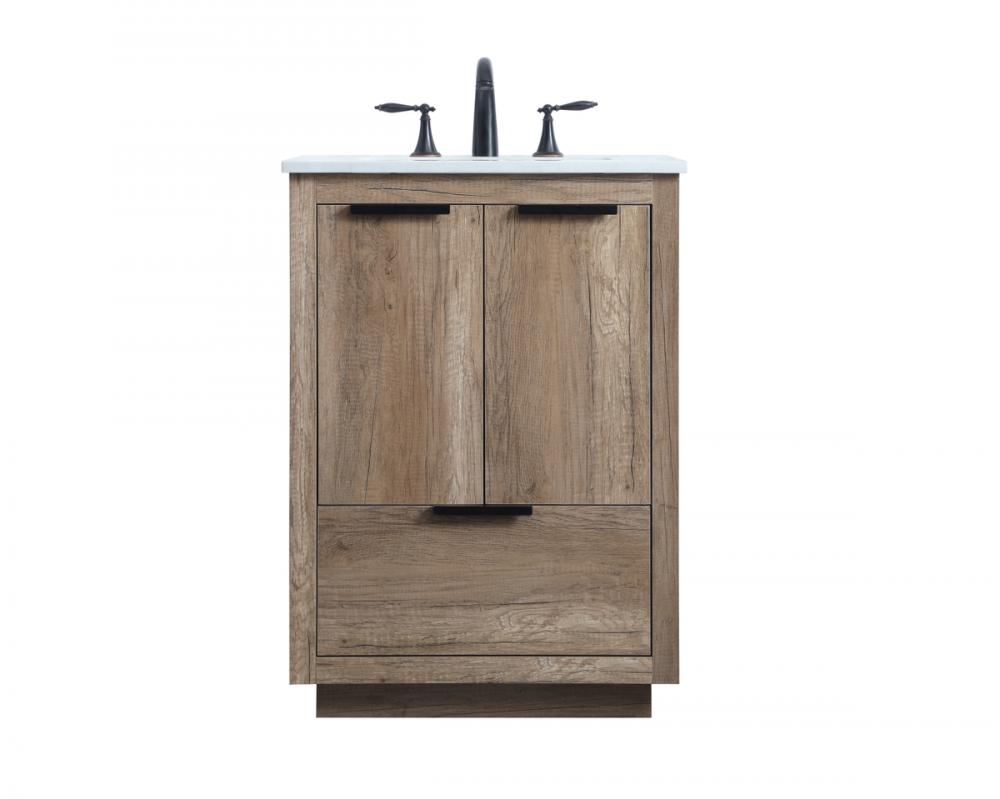 24 Inch SIngle Bathroom Vanity In Natural Oak