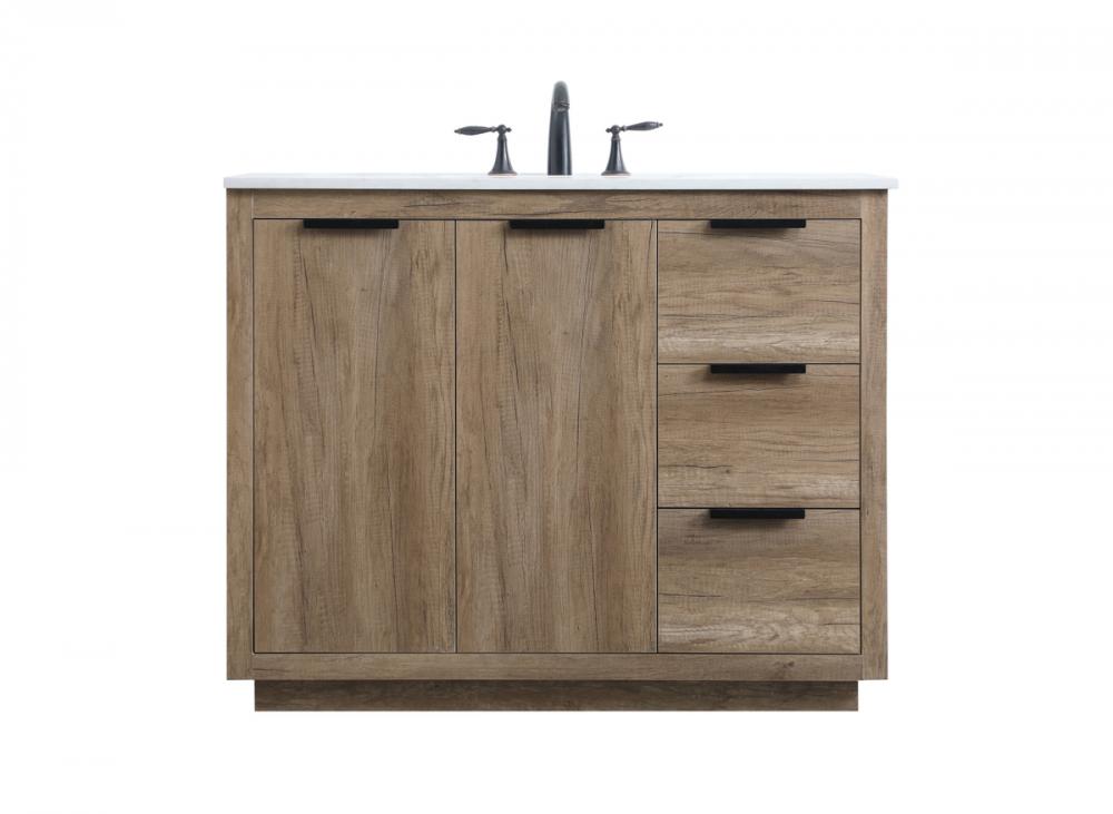 42 Inch SIngle Bathroom Vanity In Natural Oak