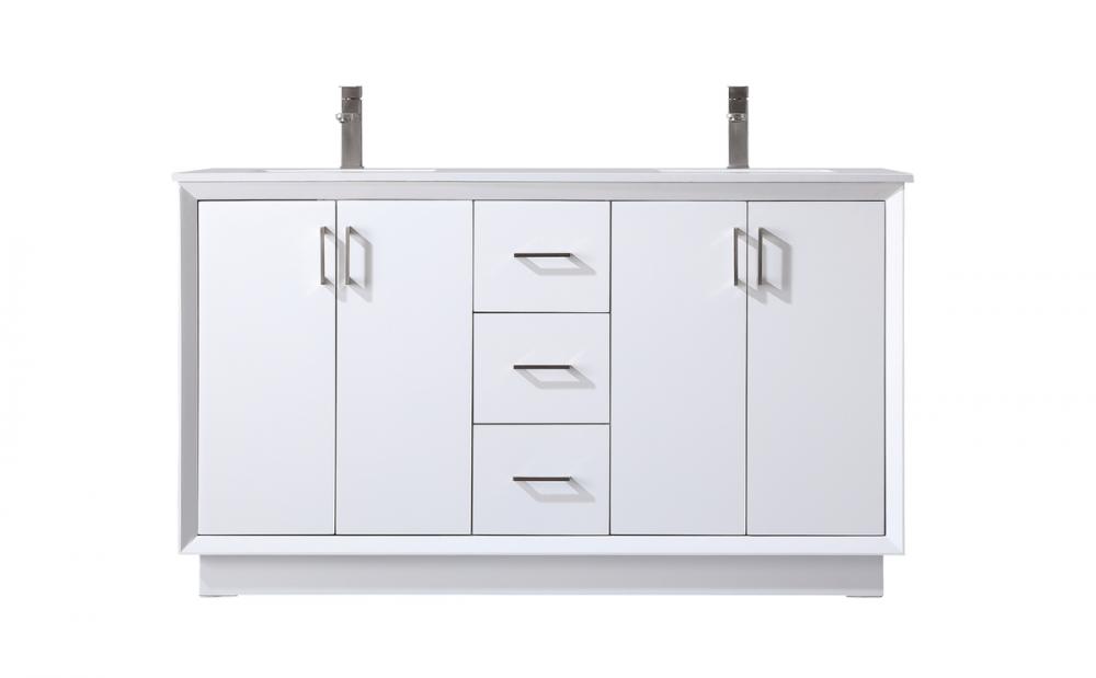 60 Inch Double Bathroom Vanity In White