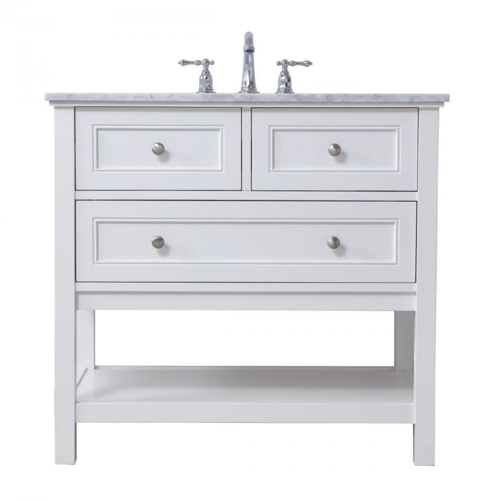 36 in. Single bathroom vanity set in White