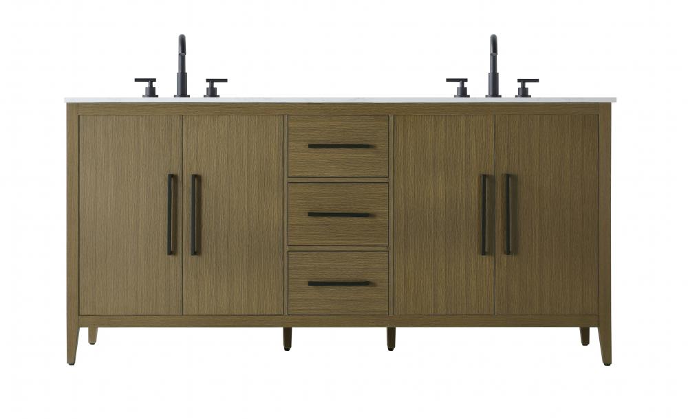 72  Inch Double Bathroom Vanity In Chestnut Brown