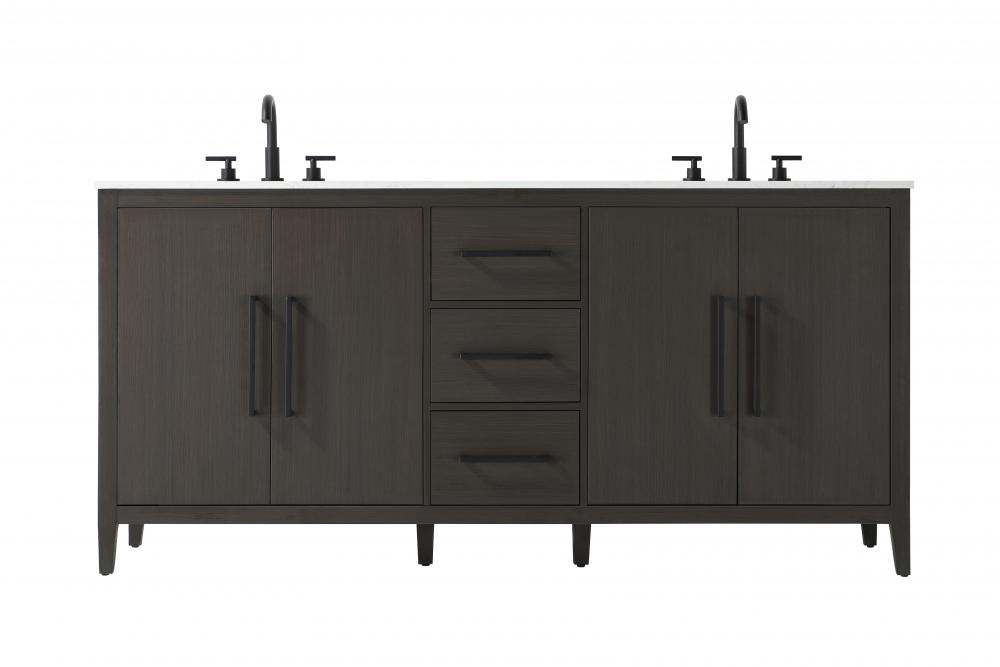 72  Inch Double Bathroom Vanity In Mocha Brown