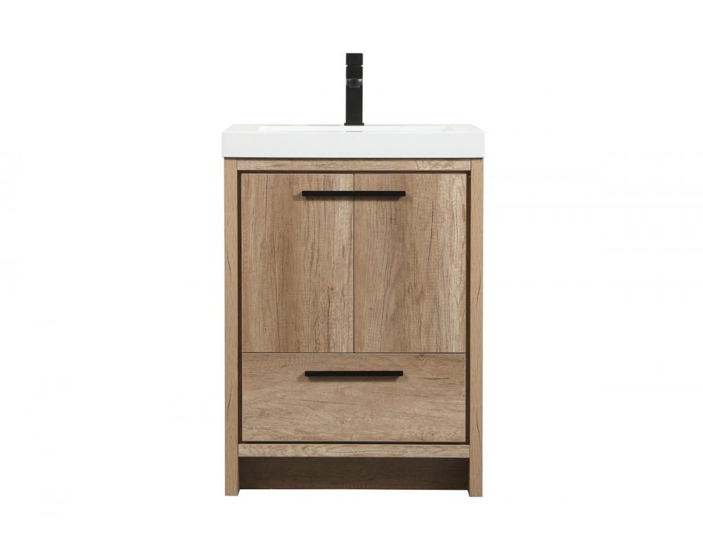 24 inch Single bathroom vanity in natural oak