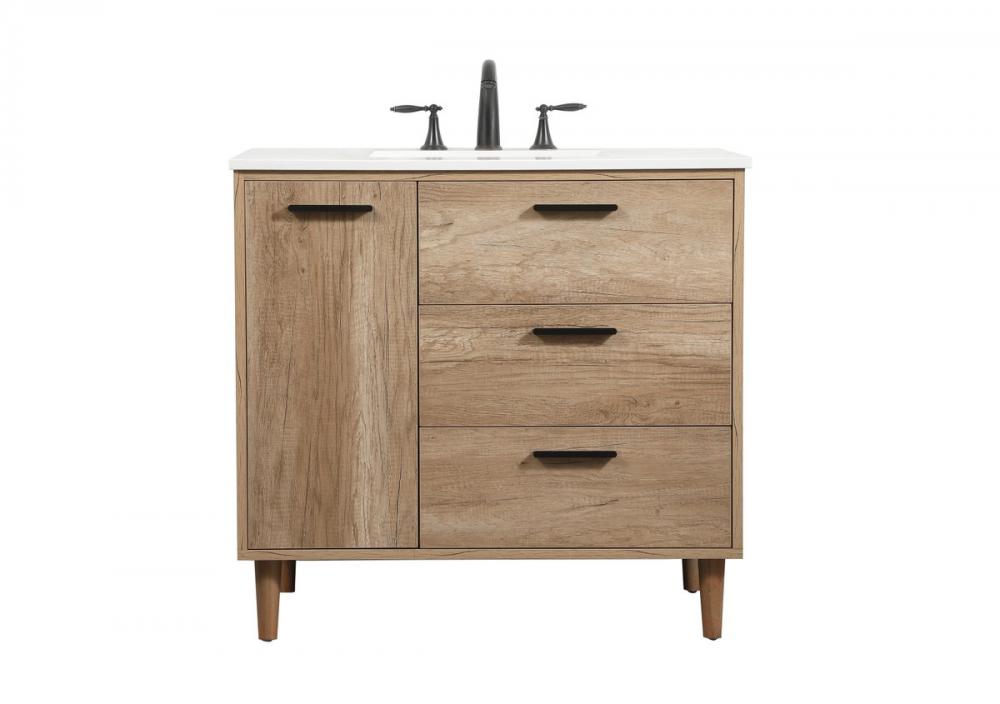 36 inch Single bathroom vanity in natural oak