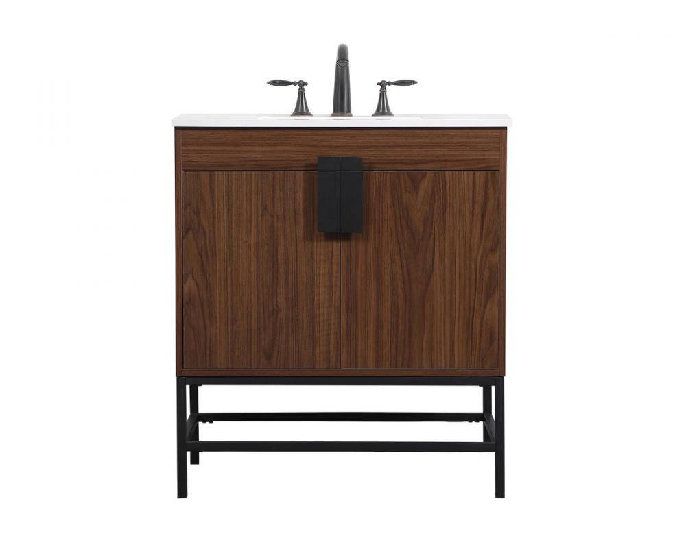 30 inch Single bathroom vanity in walnut